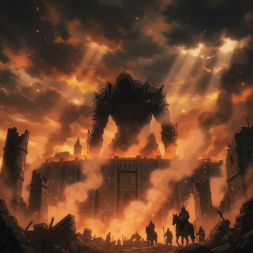 Titan looming over city